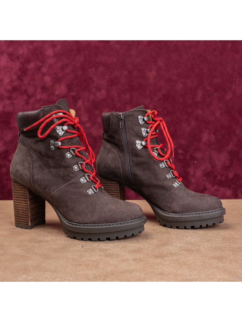 Lucky Brand Women Bradli Brown Leather Heel Lace-up Platform Ankle Boots sz 8